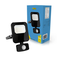 123led Breedstraler met sensor 10W | 4000K | 1200 lumen | IP65 | Zwart LDR02202