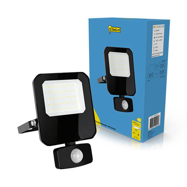 123led Breedstraler met sensor 20W | 6500K | 2400 lumen | IP65 | Zwart LDR02205 - 1