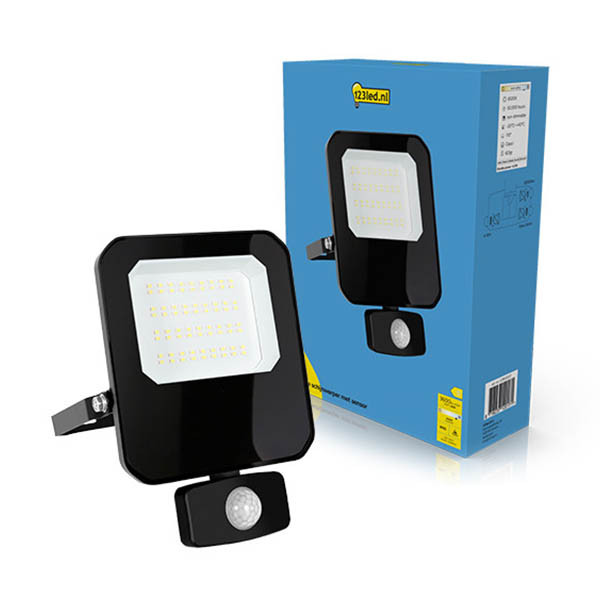 123led Breedstraler met sensor 30W | 6500K | 3600 lumen | IP65 | Zwart LDR02207 - 1