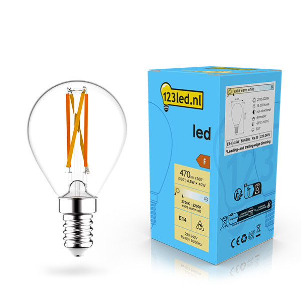 123led E14 Filament led-lamp kogel dimbaar 4.5w (40w) LDR02076 - 1