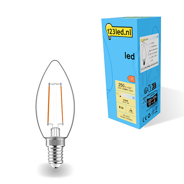 123led E14 filament led-lamp kaars 2.5W (25W) LDR01872 - 1