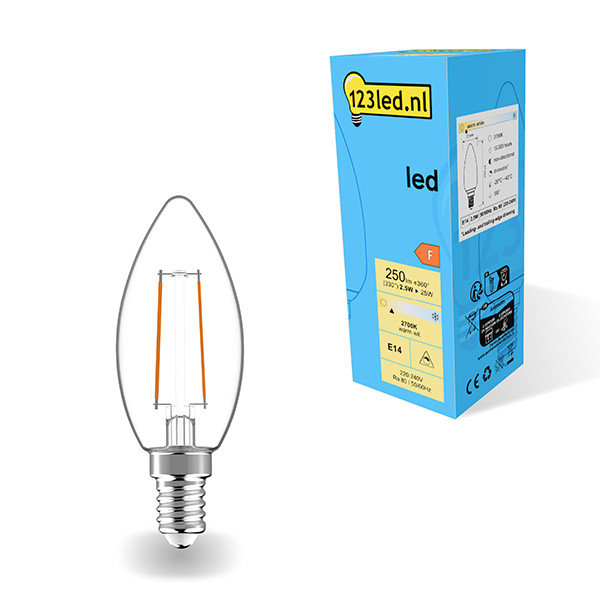 123led E14 filament led-lamp kaars dimbaar 2.5W (25W) LDR01880 123led E14 filament led-lamp kaars dimbaar 2.5W (25W) LDR01880 - 1