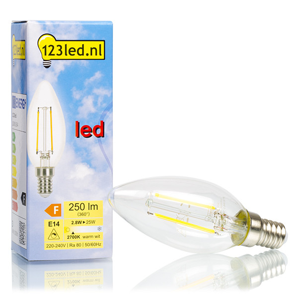 123led E14 filament led-lamp kaars dimbaar 2.8W (25W) LDR01604 123led E14 filament led-lamp kaars dimbaar 2.8W (25W) LDR01604 - 1