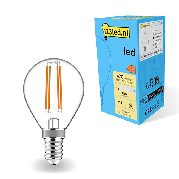 123led E14 filament led-lamp kogel 4.5W (40W) LDR01886 - 1