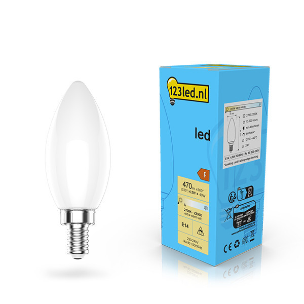 123led E14 led-lamp kaars mat dimbaar 4.5w (40w) LDR02080 123led E14 led-lamp kaars mat dimbaar 4.5w (40w) LDR02080 - 1