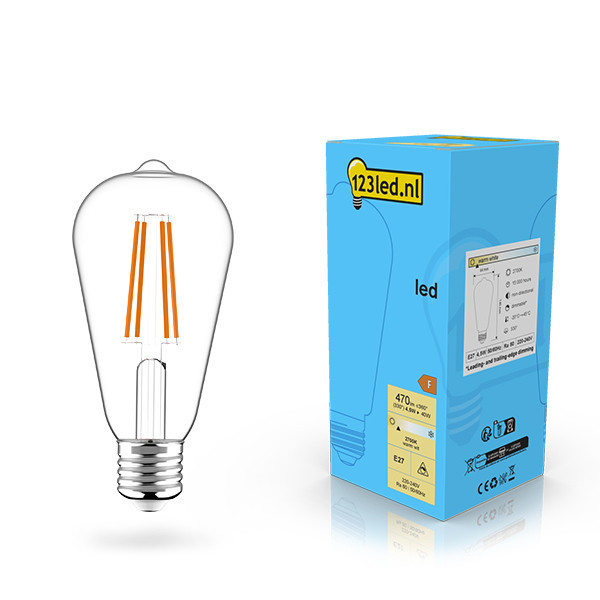 123led E27 filament led-lamp edison dimbaar 4.5w (40w) LDR02110 123led E27 filament led-lamp edison dimbaar 4.5w (40w) LDR02110 - 1