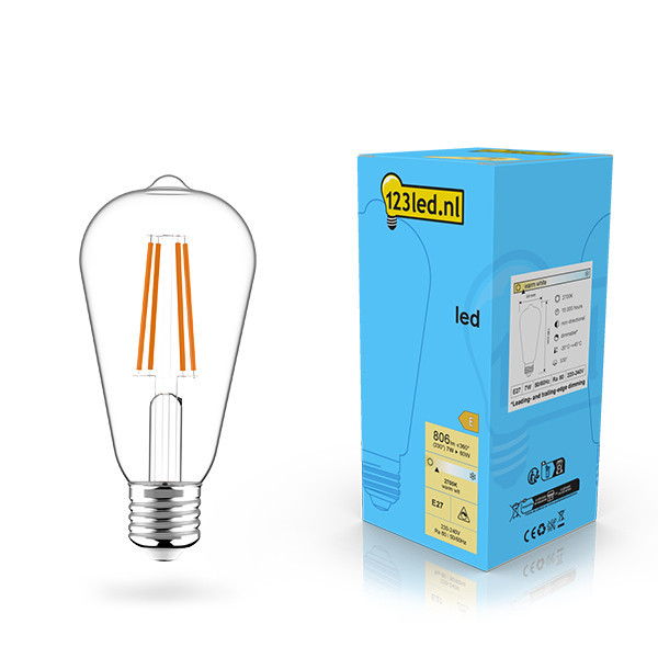 123led E27 filament led-lamp edison dimbaar 7w (60w) LDR02114 123led E27 filament led-lamp edison dimbaar 7w (60w) LDR02114 - 1