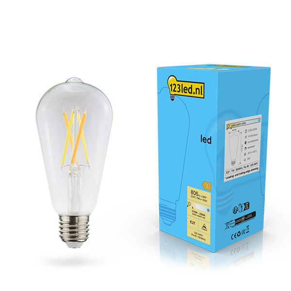 123led E27 filament led-lamp edison dimbaar 7w (60w) LDR02118 123led E27 filament led-lamp edison dimbaar 7w (60w) LDR02118 - 1