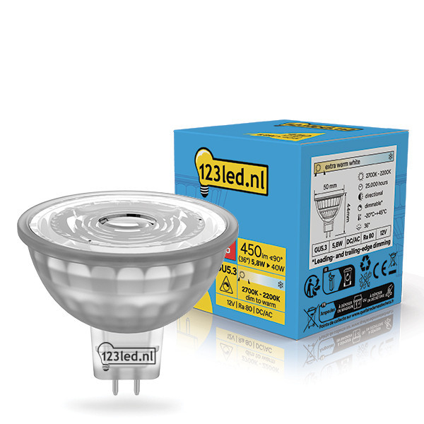 123led GU5.3 LED spot | Dim to Warm | 2200-2700K | Dimbaar | 5.8W (40W) LDR02306 - 1