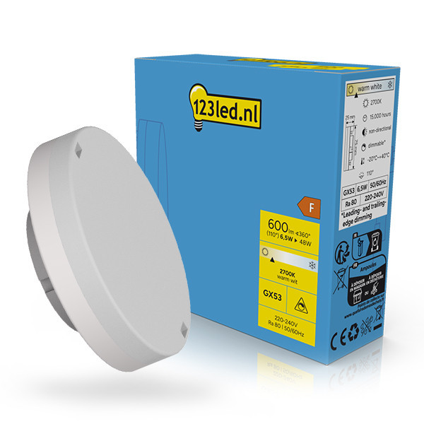 123led GX53 LED spot 2700K Dimbaar 6.5W (48W) LDR02312 - 1