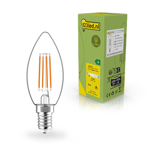 123led LED lamp E14 | Kaars C35 | Ultra Efficient | Filament | Helder | 2700K | 2.2W (40W) LDR02392 - 1