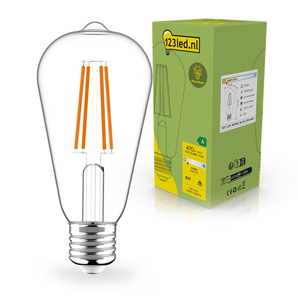 123led LED lamp E27 | Edison ST64 | Ultra Efficient | Filament | Helder | 2700K | 2.2W (40W) LDR02406 - 1
