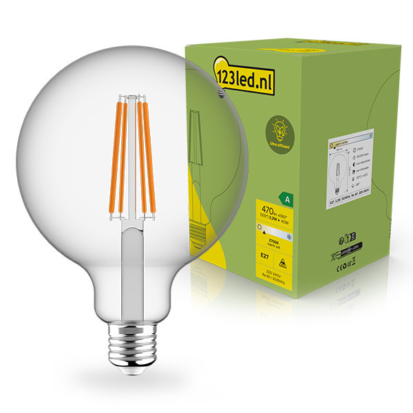 123led LED lamp E27 | Globe G125 | Ultra Efficient | Filament | Helder | 2700K | 2.2W (40W) LDR02410 - 1