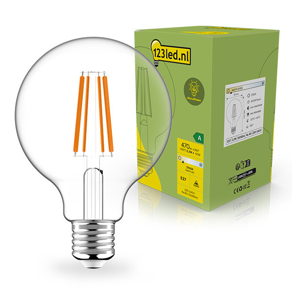 123led LED lamp E27 | Globe G95 | Ultra Efficient | Filament | Helder | 2700K | 2.2W (40W) LDR02408 - 1