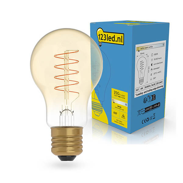 123led LED lamp E27 | Peer A60 | Filament | Goud | 1800K | Dimbaar | 4W (25W) LDR02230 - 1