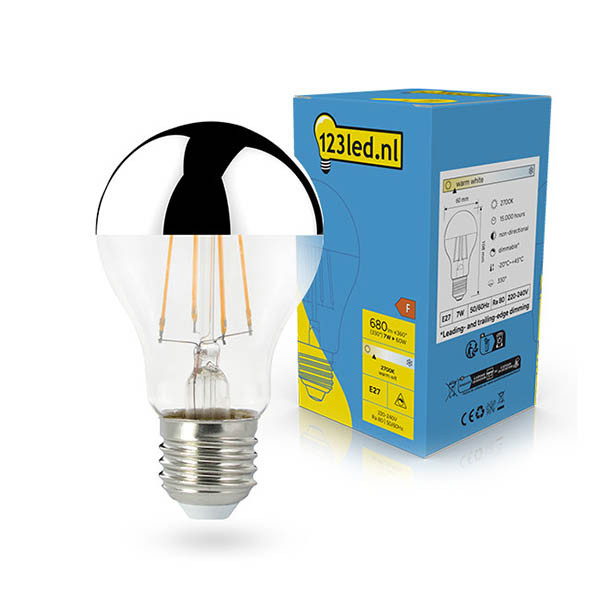 123led LED lamp E27 | Peer A60 | Kopspiegel | Zilver | 2700K | Dimbaar | 7W (60W) LDR02246 - 1