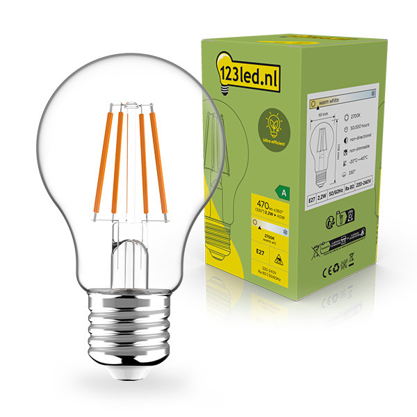 123led LED lamp E27 | Peer A60 | Ultra Efficient | Filament | Helder | 2700K | 2.2W (40W) LDR02398 - 1