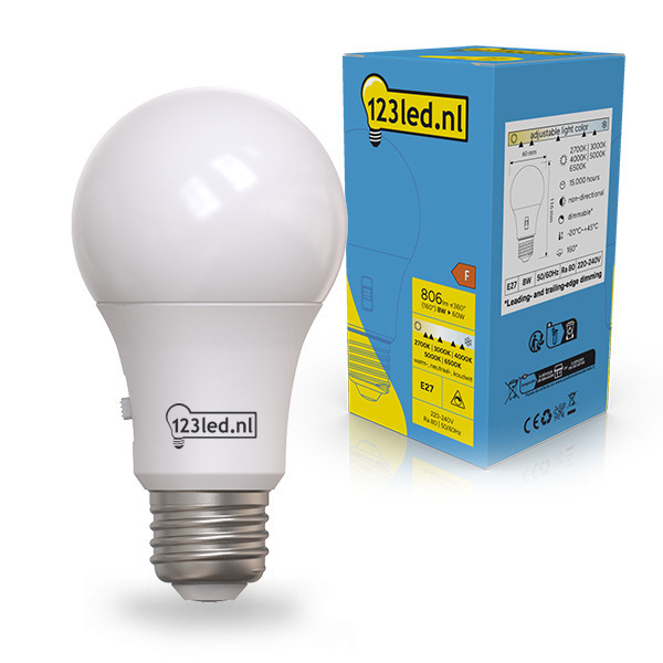 123led LED lamp E27 Peer A60 Mat 2700-3000-4000-5000-6500K Dimbaar 8W (60W) LDR02378 - 1