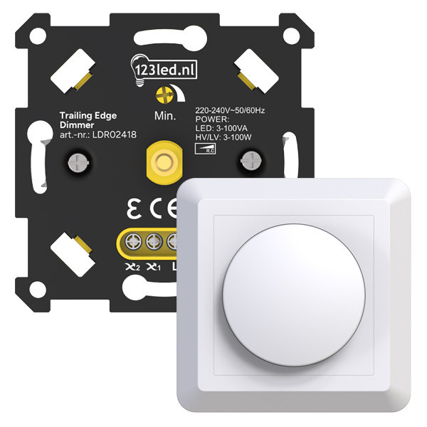Led dimmer inbouw 0-100W Fase afsnijding (RC) Compleet Wit 123led huismerk LDR02457 - 1
