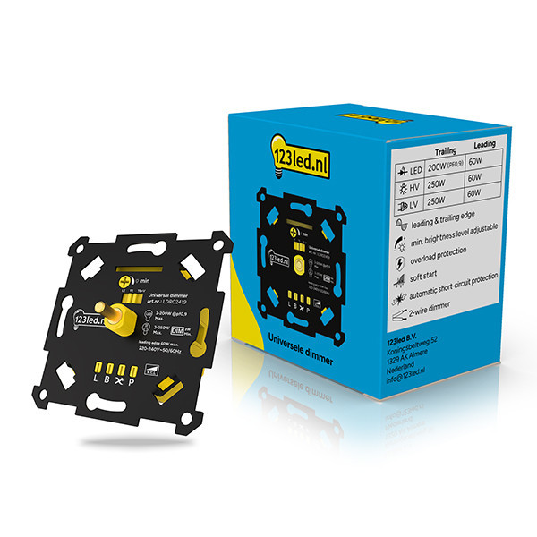 Led dimmer inbouw 3-250W Fase aan- en afsnijding (RLC) 123led huismerk LDR02419 - 1