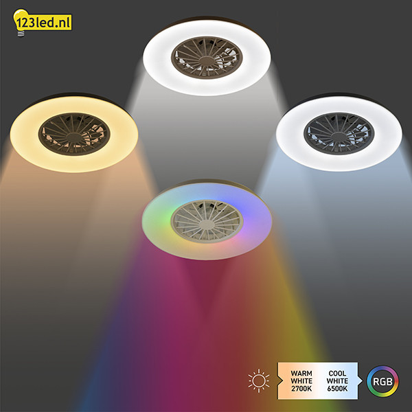 Plafondventilator met LED lamp | Ø 48.5 cm | RGB + 2700-6500K | Wit | 39W LDR02468 - 4