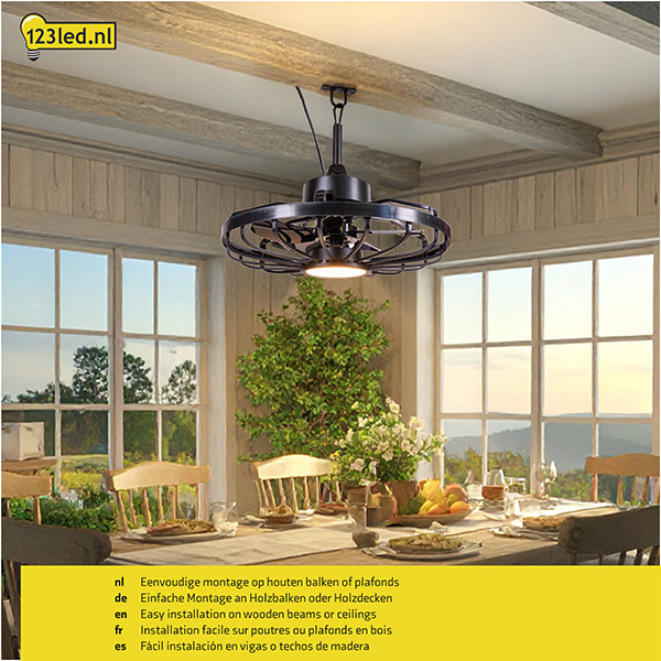 Plafondventilator met LED lamp | Ø 50.8 cm | 2000-4000K | IP44 | Zwart | 42W LDR02463 - 5