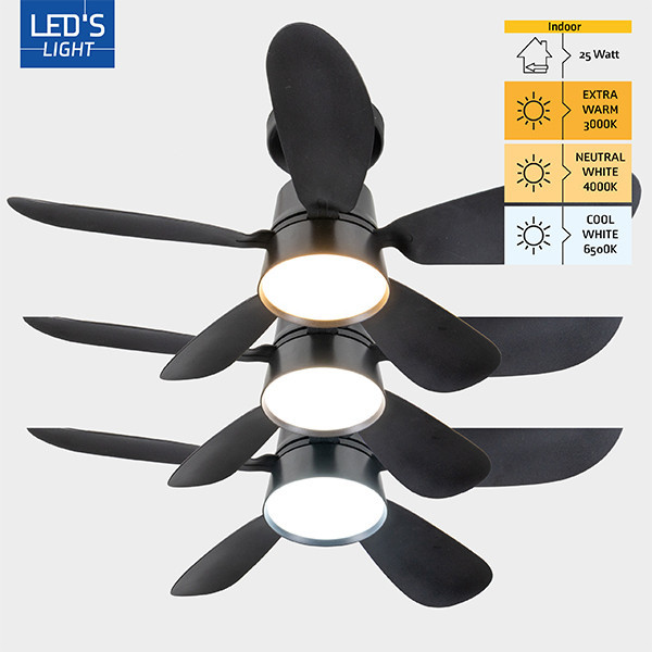 Plafondventilator met LED lamp | Ø 53 cm | 3000-6500K | Zwart | 25W LDR06824 - 2