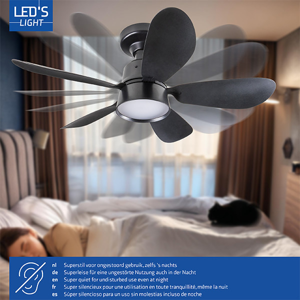 Plafondventilator met LED lamp | Ø 53 cm | 3000-6500K | Zwart | 25W LDR06824 - 4