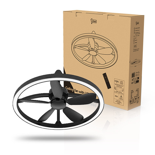Plafondventilator met LED lamp | Ø 61.3 cm | 2200-6500K | Zwart | 27W LDR02467 - 1