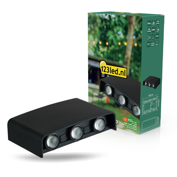 Wandlamp buiten | Up & Down | 2000K-2700K-4000K | 450 lumen | IP65 | 5W | Zwart LDR08873 - 1