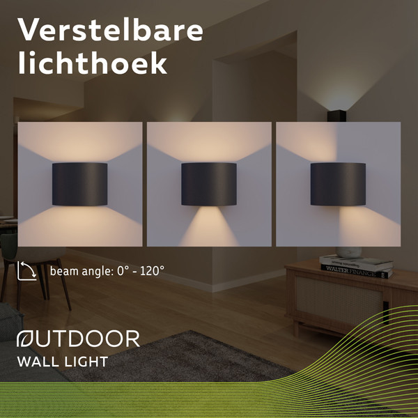 Wandlamp buiten | Up & Down | Alvin | 2700K | IP54 | 5.5W | Zwart LDR08548 - 3