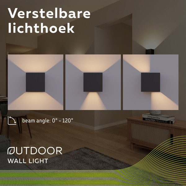 Wandlamp buiten | Up & Down | Amarillo | 2700K | IP54 | 5.5W | Zwart LDR08546 - 3