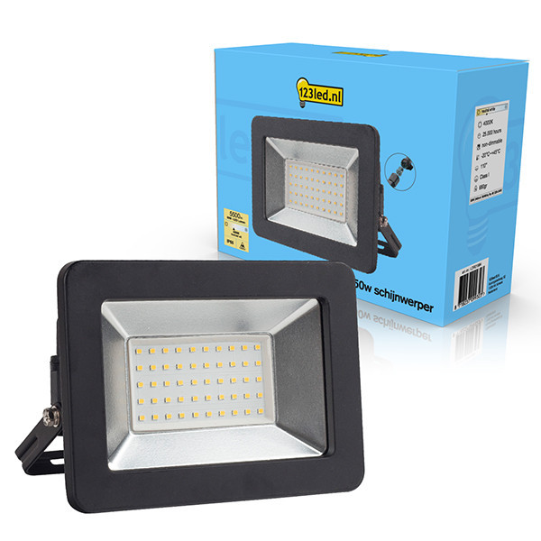 123led breedstraler 50W | 4000K | 5500 lumen | IP65 | Zwart LDR01984 - 1