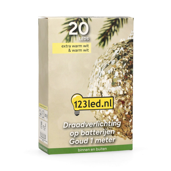 123led draadverlichting op batterijen 1 meter extra warm wit & warm wit 20 lampjes goud LDR07321 - 7
