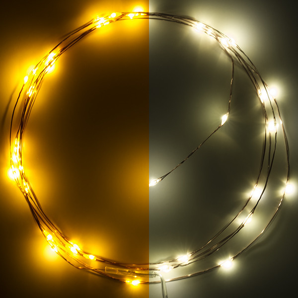 123led draadverlichting op batterijen 2 meter extra warm wit & warm wit 40 lampjes koper LDR07277 - 1