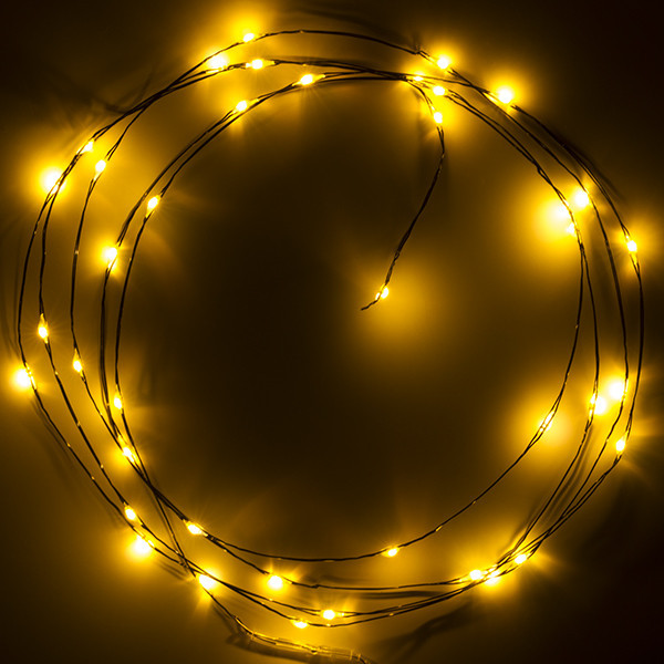 123led draadverlichting op batterijen 2 meter extra warm wit & warm wit 40 lampjes zwart LDR07283 - 2