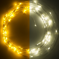 123led draadverlichting op batterijen 5 meter extra warm wit & warm wit 100 lampjes zilver LDR07281