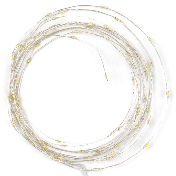 123led draadverlichting op batterijen 5 meter extra warm wit & warm wit 100 lampjes zilver LDR07281 - 4