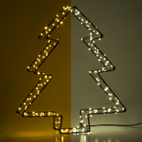 123led kerstboom 3D op batterijen 26 cm extra warm wit & warm wit 200 lampjes zwart LDR07286