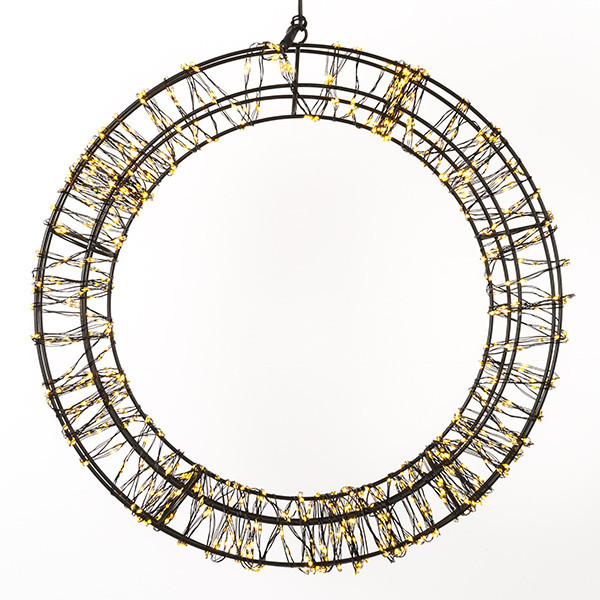 123led kerstkrans met ophangoog Ø 36 cm extra warm wit & warm wit 800 lampjes zwart LDR07270 - 2