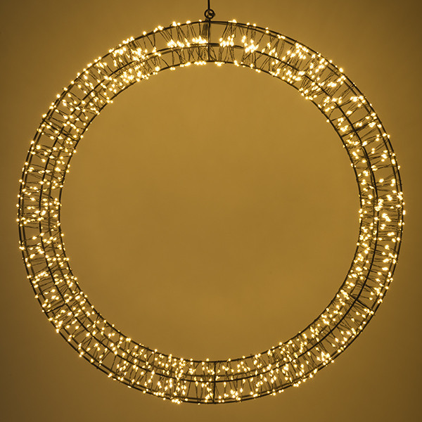 123led kerstkrans met ophangoog Ø 56 cm extra warm wit & warm wit 1200 lampjes zwart LDR07271 - 3