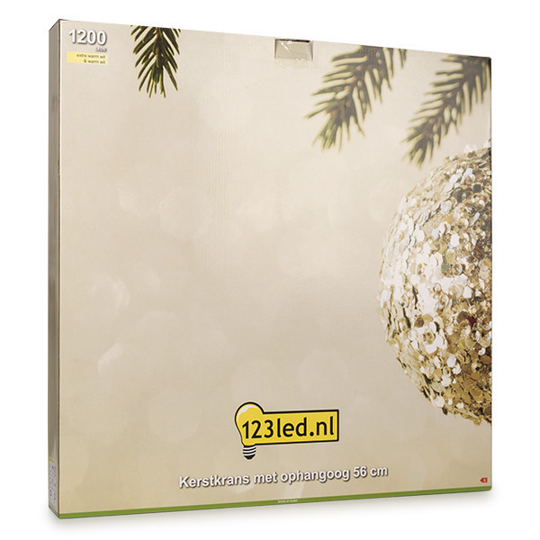 123led kerstkrans met ophangoog Ø 56 cm extra warm wit & warm wit 1200 lampjes zwart LDR07271 - 5