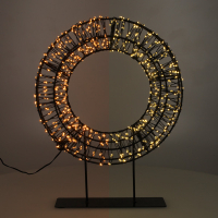 123led kerstkrans op voet 28 cm extra warm wit & warm wit 800 lampjes zwart