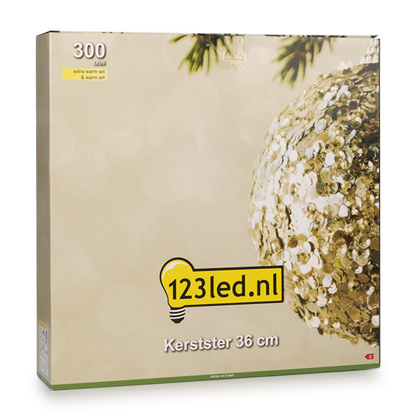 123led kerstster 3D 36 cm extra warm wit & warm wit 300 lampjes zwart LDR07266 - 5