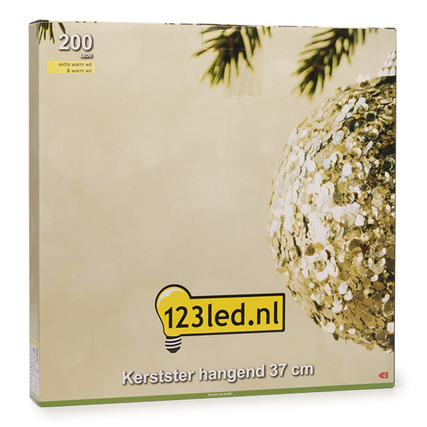 123led kerstster hangend 37 cm extra warm wit & warm wit 200 lampjes zwart LDR07274 - 5