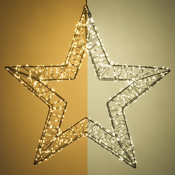 123led kerstster met ophangoog 56 cm extra warm wit & warm wit 1200 lampjes zwart LDR07269 - 1