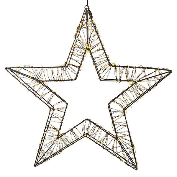 123led kerstster met ophangoog 56 cm extra warm wit & warm wit 1200 lampjes zwart LDR07269 - 2