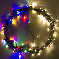 123led kerstverlichting multicolor & warm wit op batterijen 7,5 meter 96 lampjes met timer LDR07295