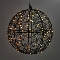 123led lichtbol kerst Ø 18 cm extra warm wit & warm wit 200 lampjes zwart LDR07334