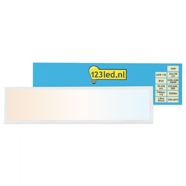 123led paneel 30x120 cm warm wit, helder wit of koud wit | 3000-4000-6000K | 3900 lumen (30W) LDR08714 - 1